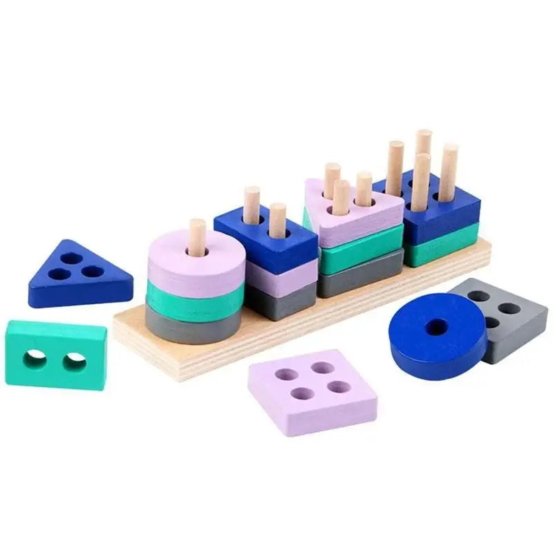 Montessori Wooden Blocks – Color & Shape Puzzle