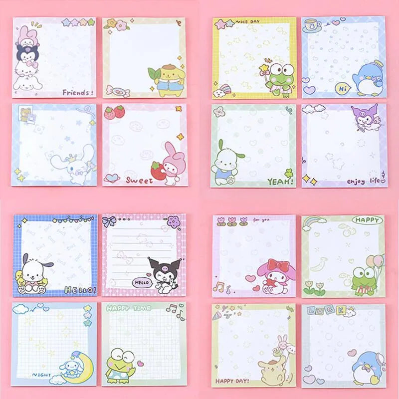 80-Sheet Sanrio Sticky Notes – Cute Characters