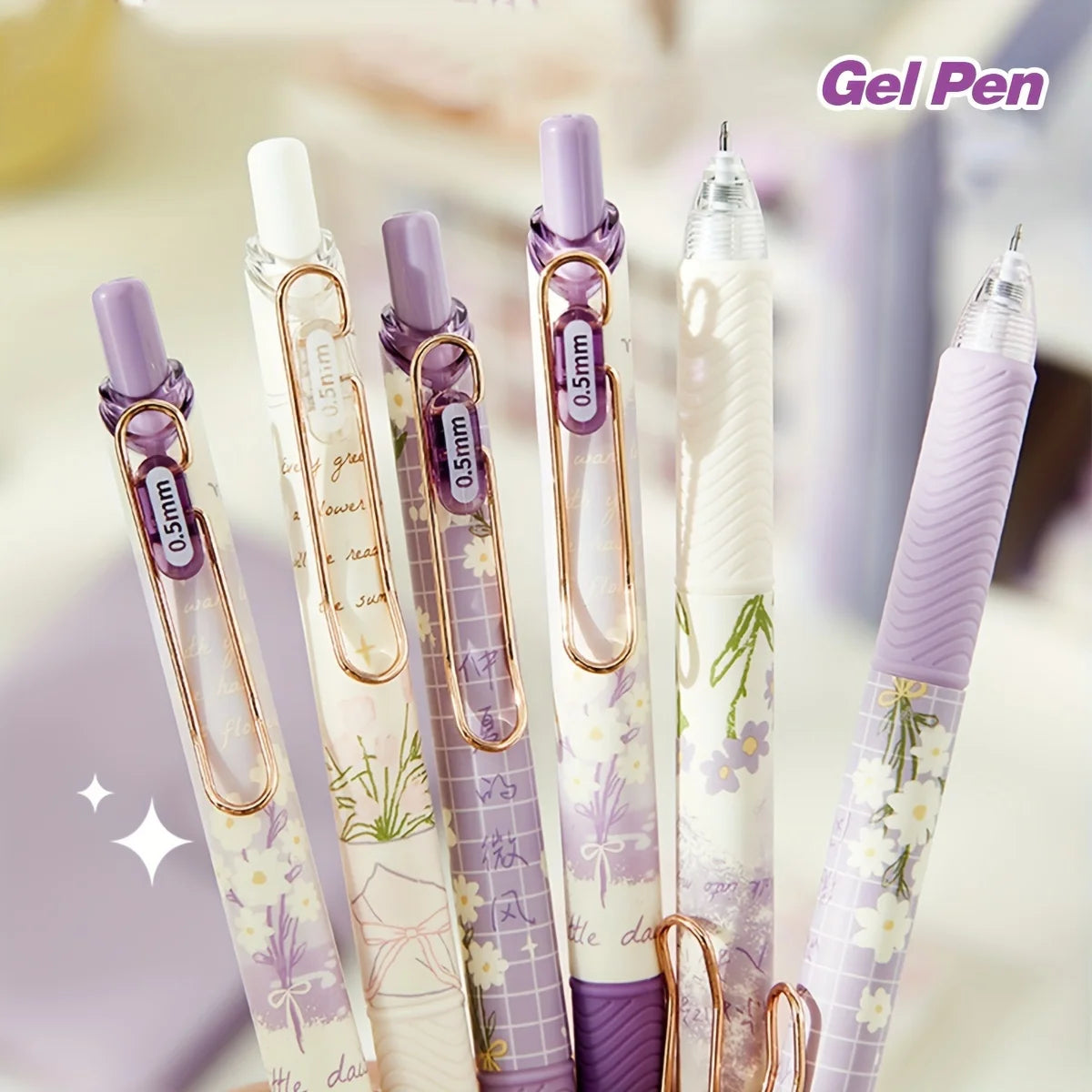 4PCS Cute Floral Retractable Gel Pens – 0.5mm