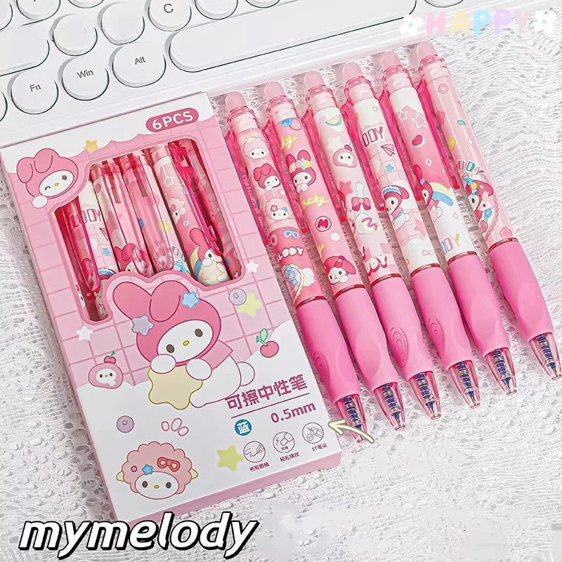 6PCS Sanrio Erasable Gel Pens – Cute Characters