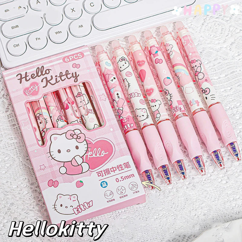 6PCS Sanrio Erasable Gel Pens – Cute Characters