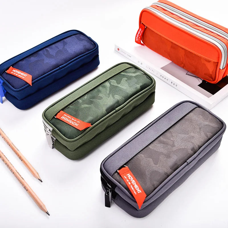 Double Zipper Camo Pencil Case – Large & Durable