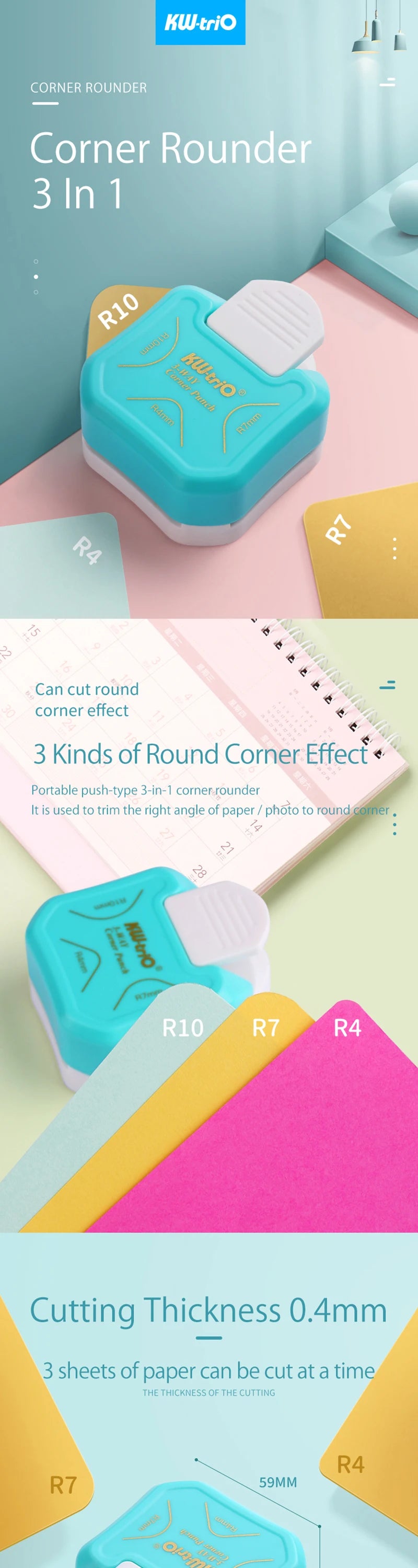 3-in-1 Corner Rounder Punch – Mini Cutter