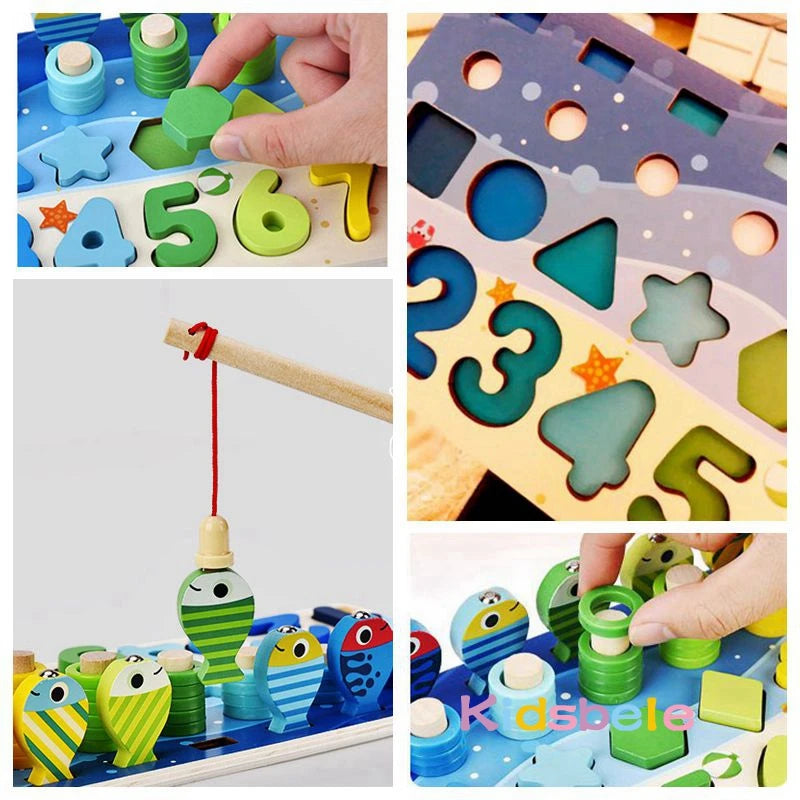 5-in-1 Montessori Puzzle & Fishing Toy