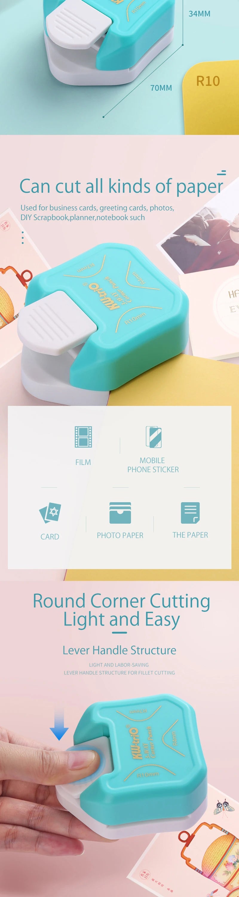 3-in-1 Corner Rounder Punch – Mini Cutter