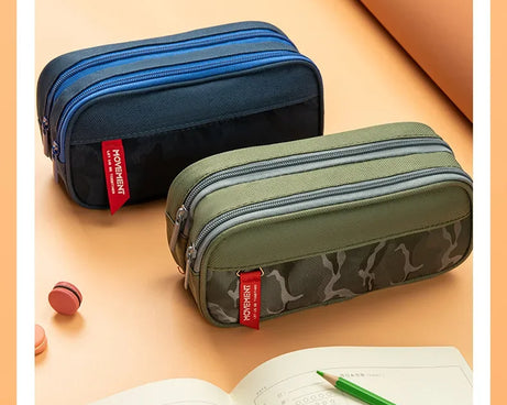 Double Zipper Camo Pencil Case – Large & Durable
