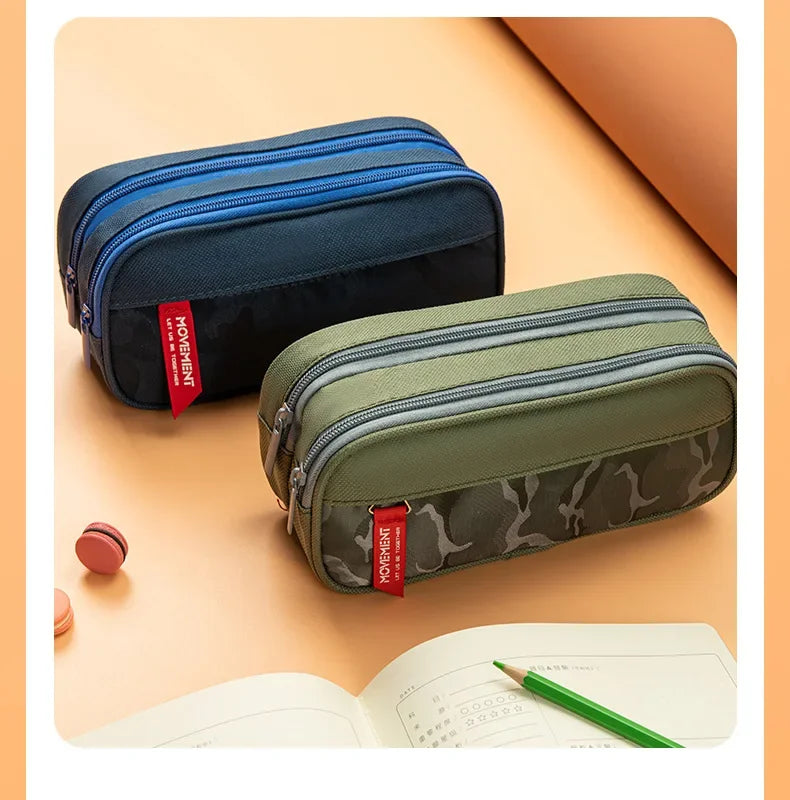 Double Zipper Camo Pencil Case – Large & Durable