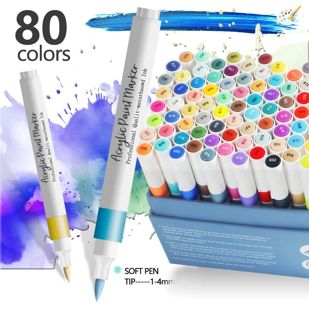 12/24 Color Soft Headed Acrylic Marker Pens