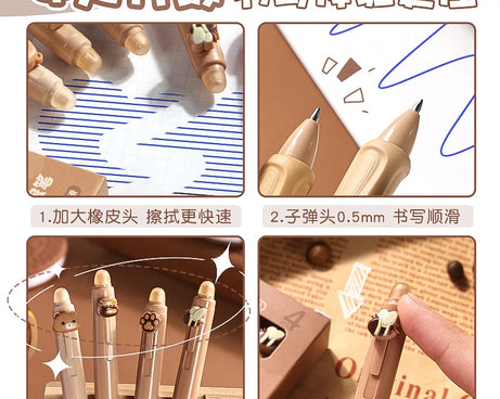 4pcs Bear Erasable Gel Pens – Cute & Reusable