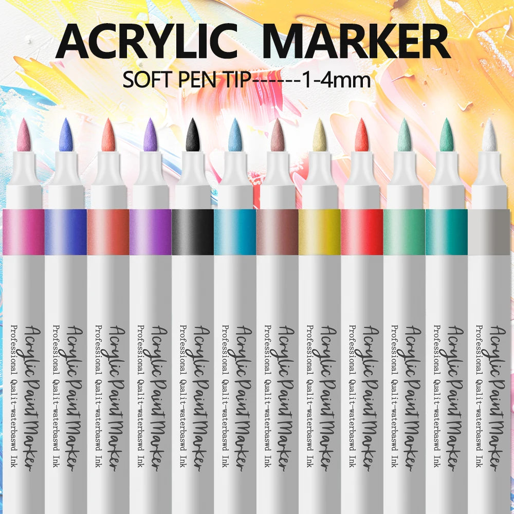 12/24 Color Soft Headed Acrylic Marker Pens