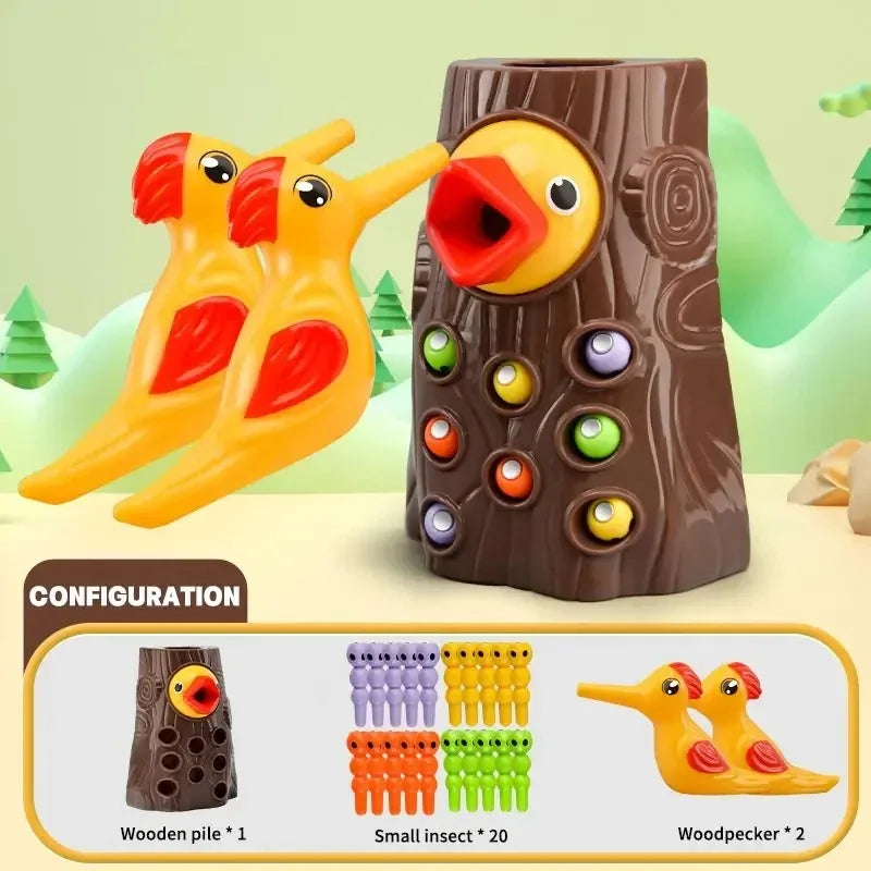 Montessori Wooden Magnetic Worm Catching Toy