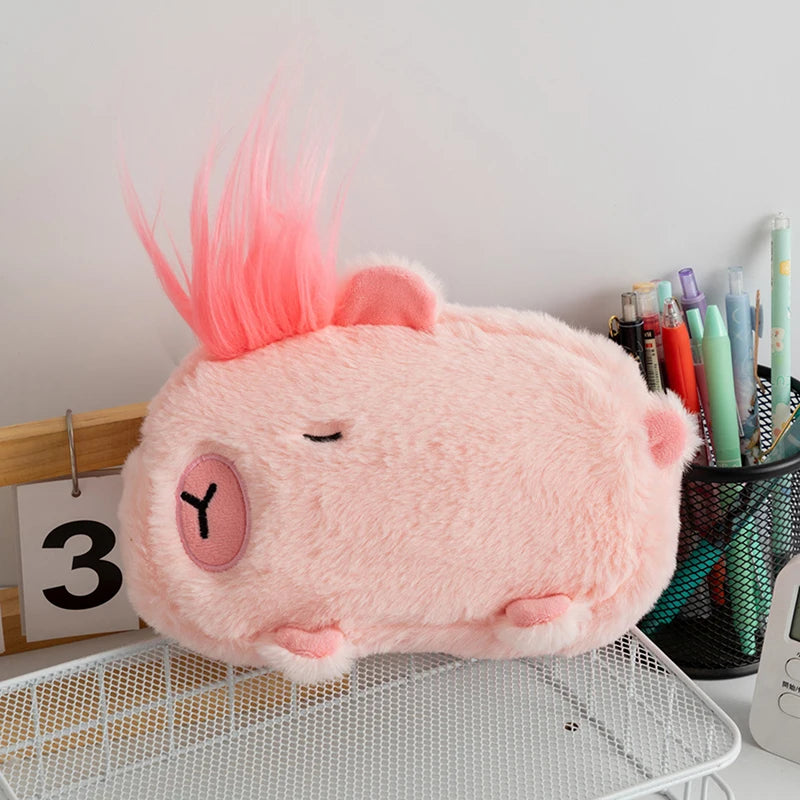 Cute Plush Capybara Pencil Storage Bag