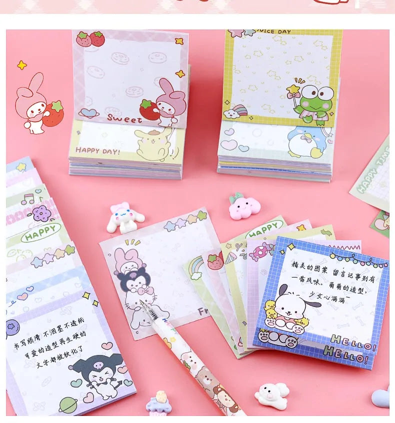 80-Sheet Sanrio Sticky Notes – Cute Characters