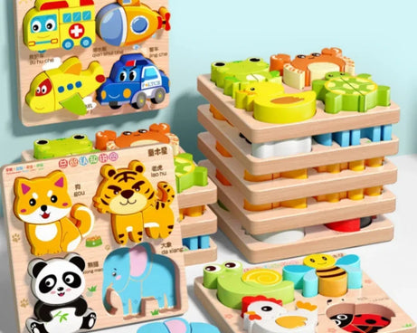 3D Wooden Animals Puzzle Toy for Kids