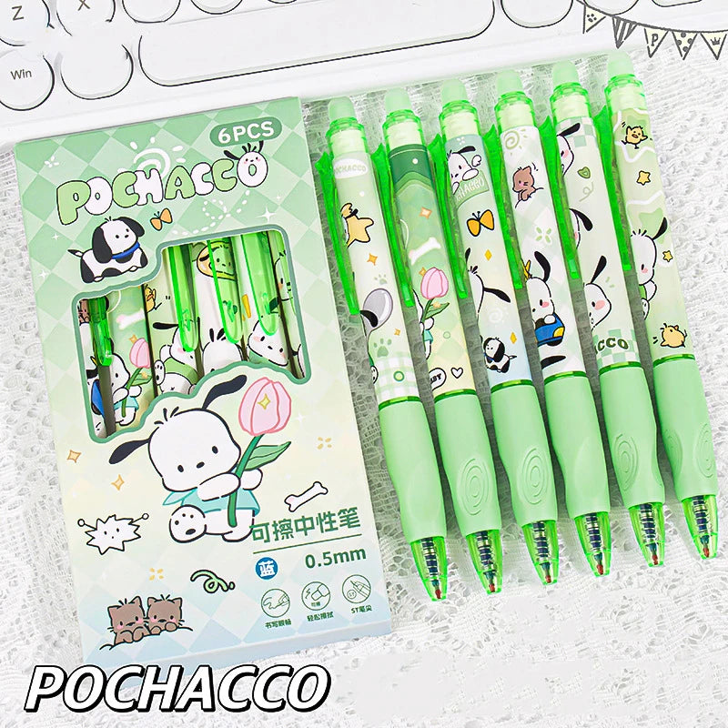 6PCS Sanrio Erasable Gel Pens – Cute Characters