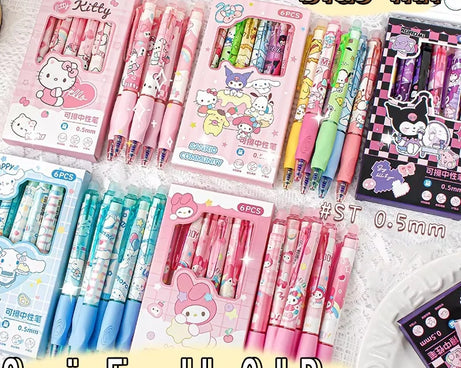 6PCS Sanrio Erasable Gel Pens – Cute Characters