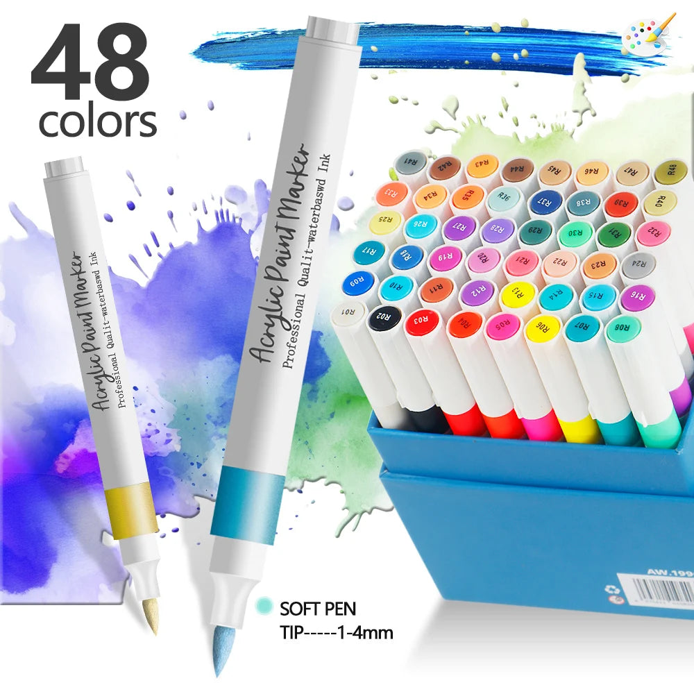 12/24 Color Soft Headed Acrylic Marker Pens