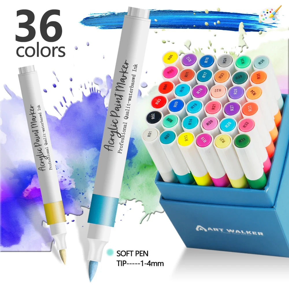 12/24 Color Soft Headed Acrylic Marker Pens
