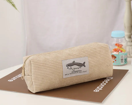 Kawaii Shark Corduroy Pencil Case – Cute & Fun