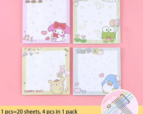 80-Sheet Sanrio Sticky Notes – Cute Characters