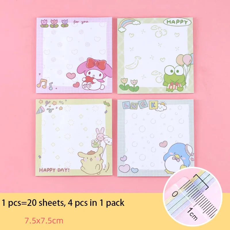 80-Sheet Sanrio Sticky Notes – Cute Characters