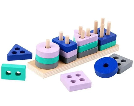 Montessori Wooden Blocks – Color & Shape Puzzle