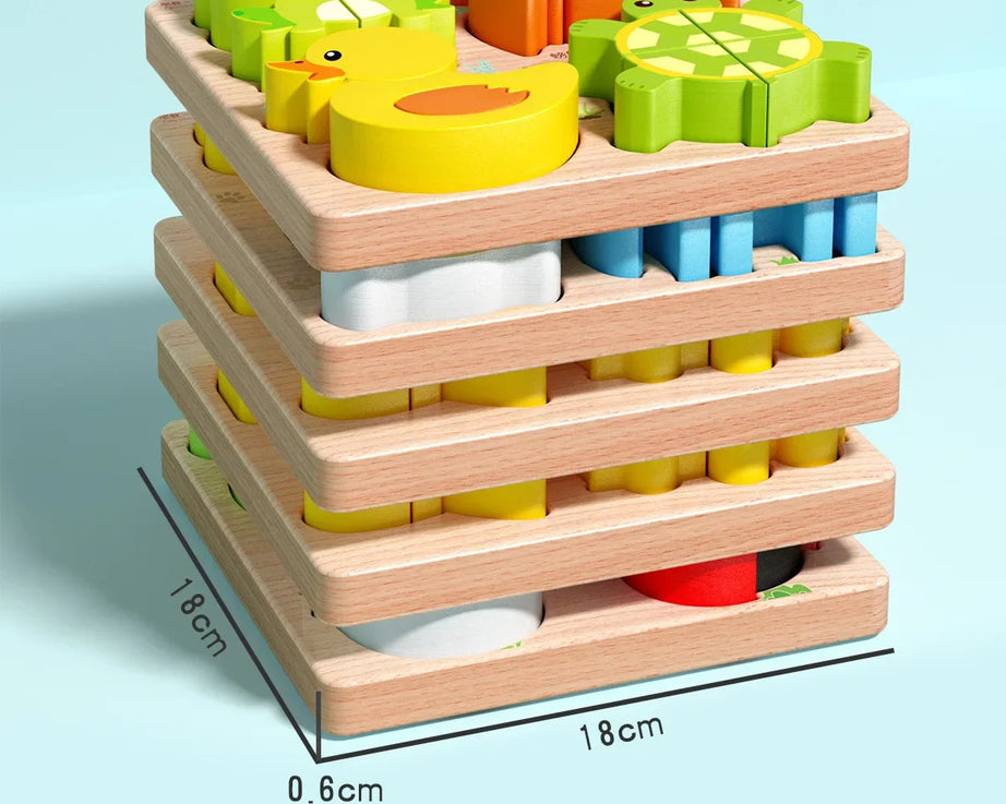 3D Wooden Animals Puzzle Toy for Kids