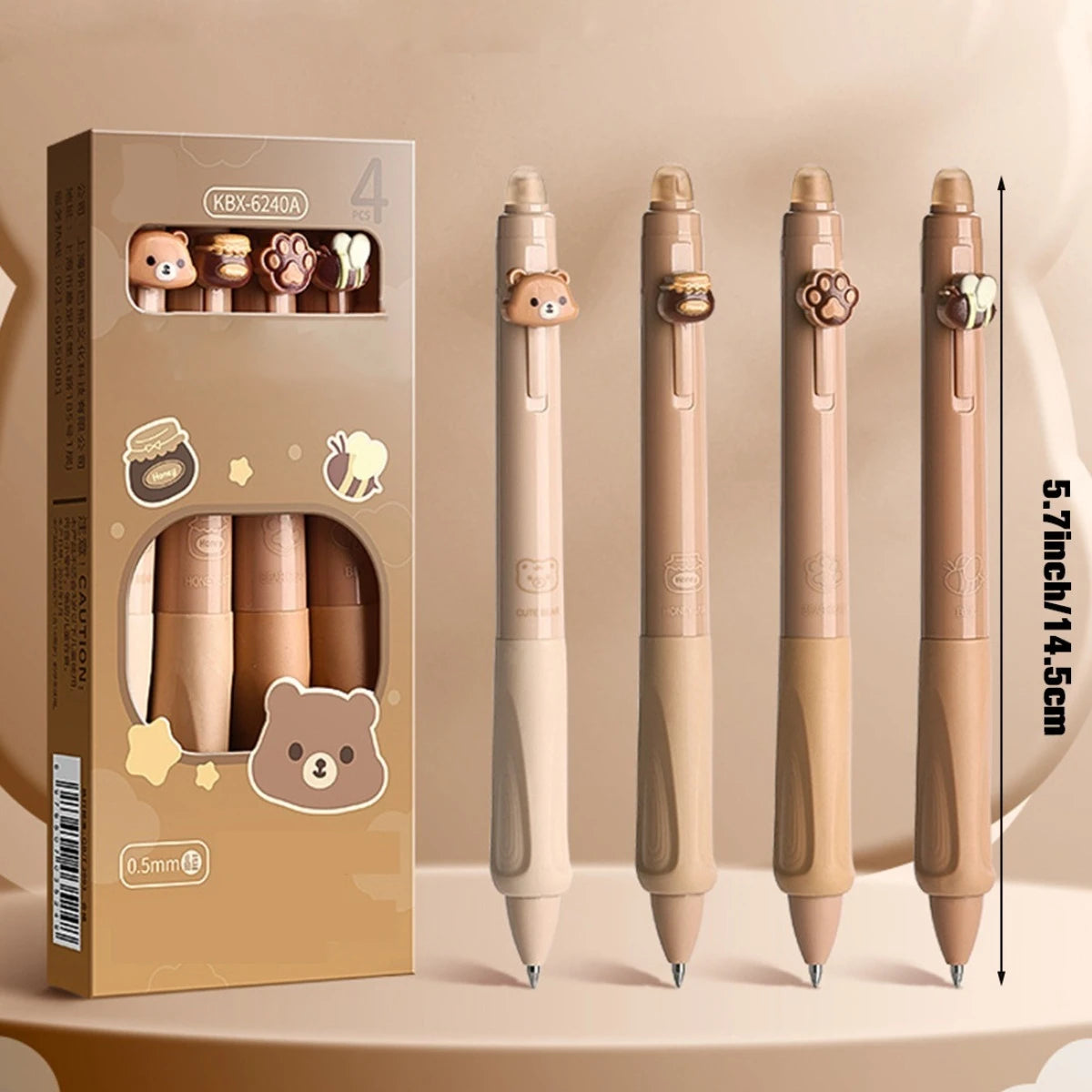 4pcs Bear Erasable Gel Pens – Cute & Reusable