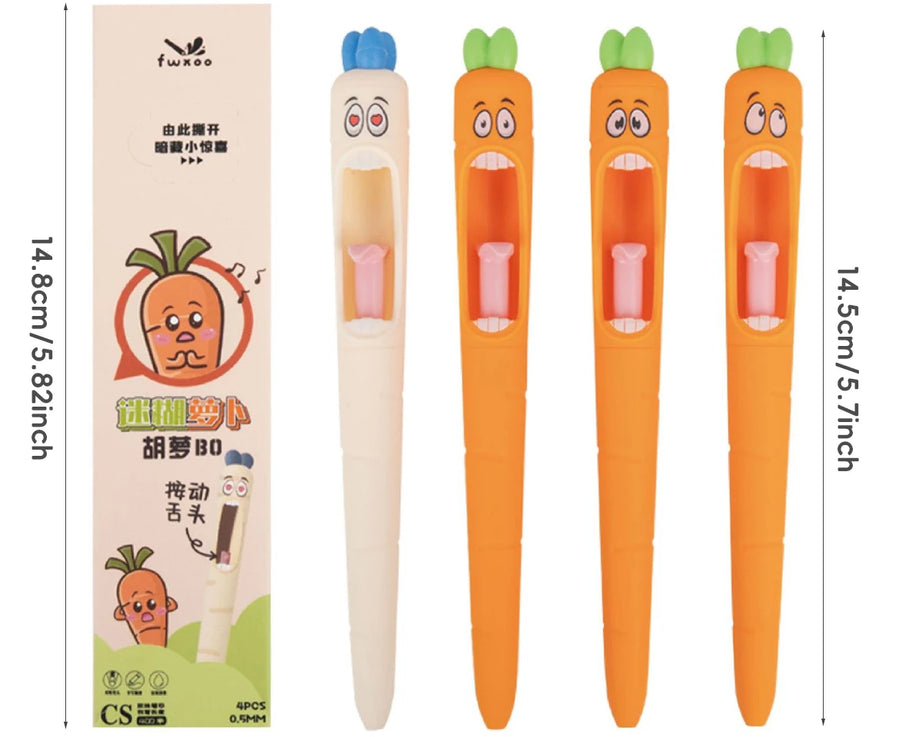 4PCS Kawaii Carrot-Shaped Neutral Pens 0.5mm