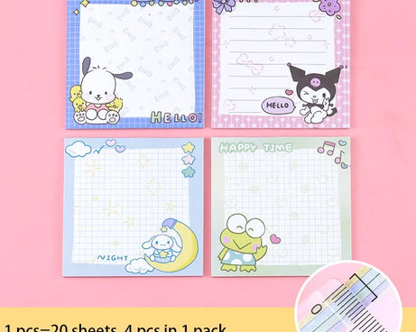 80-Sheet Sanrio Sticky Notes – Cute Characters