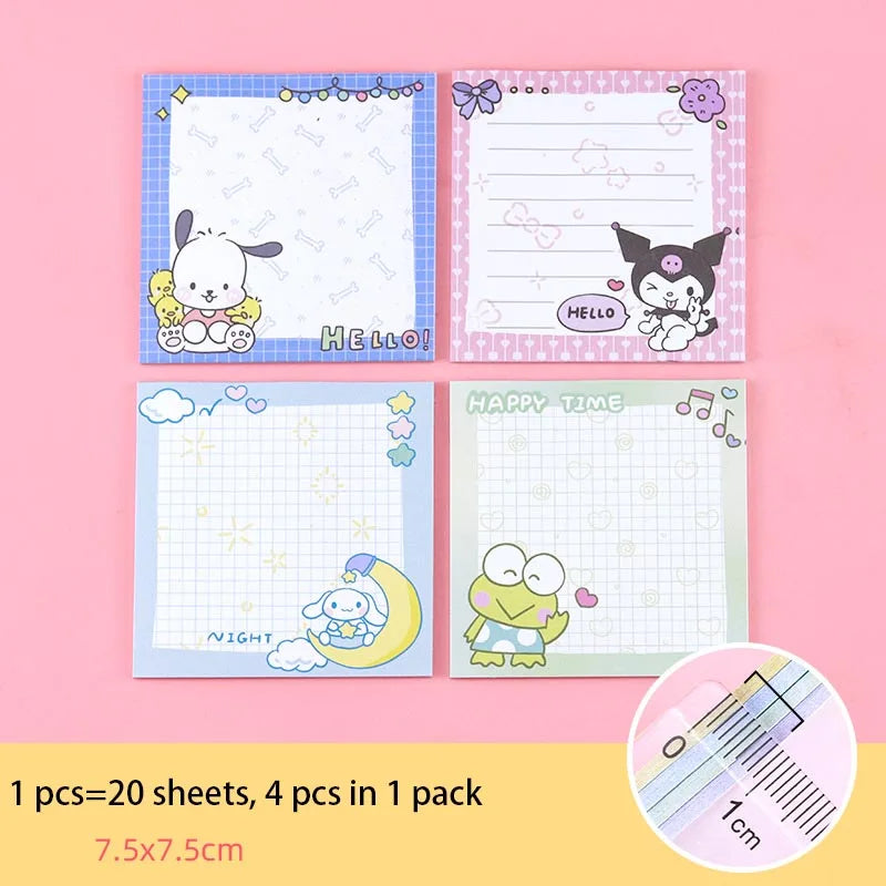 80-Sheet Sanrio Sticky Notes – Cute Characters