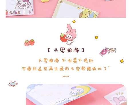 80-Sheet Sanrio Sticky Notes – Cute Characters