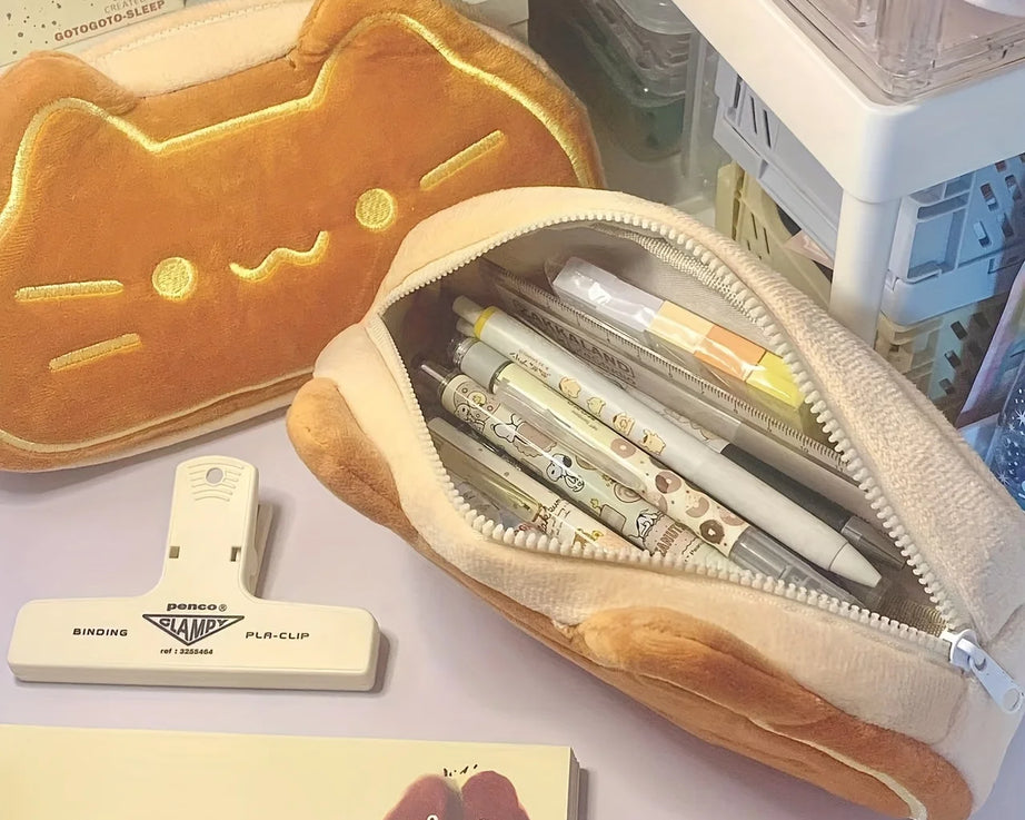 Caramel Cat Plush Pen Case – Large & Gift-Ready