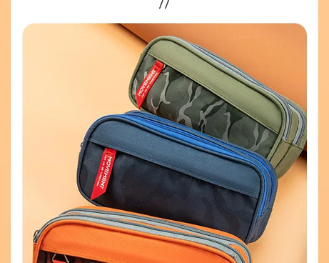 Double Zipper Camo Pencil Case – Large & Durable
