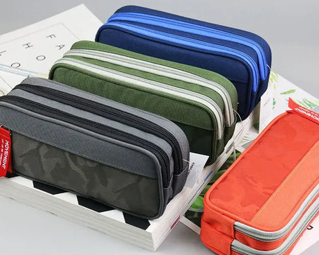 Double Zipper Camo Pencil Case – Large & Durable