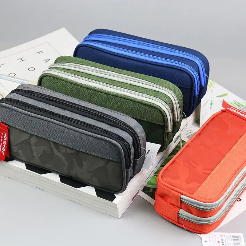Double Zipper Camo Pencil Case – Large & Durable