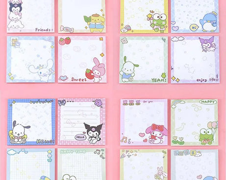 80-Sheet Sanrio Sticky Notes – Cute Characters