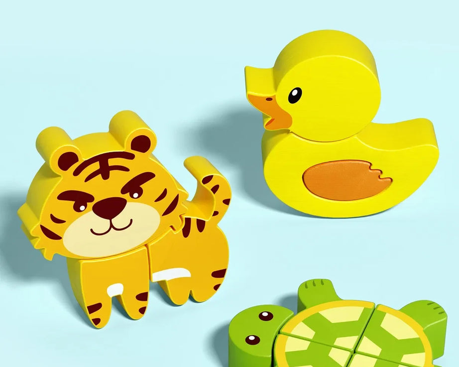 3D Wooden Animals Puzzle Toy for Kids