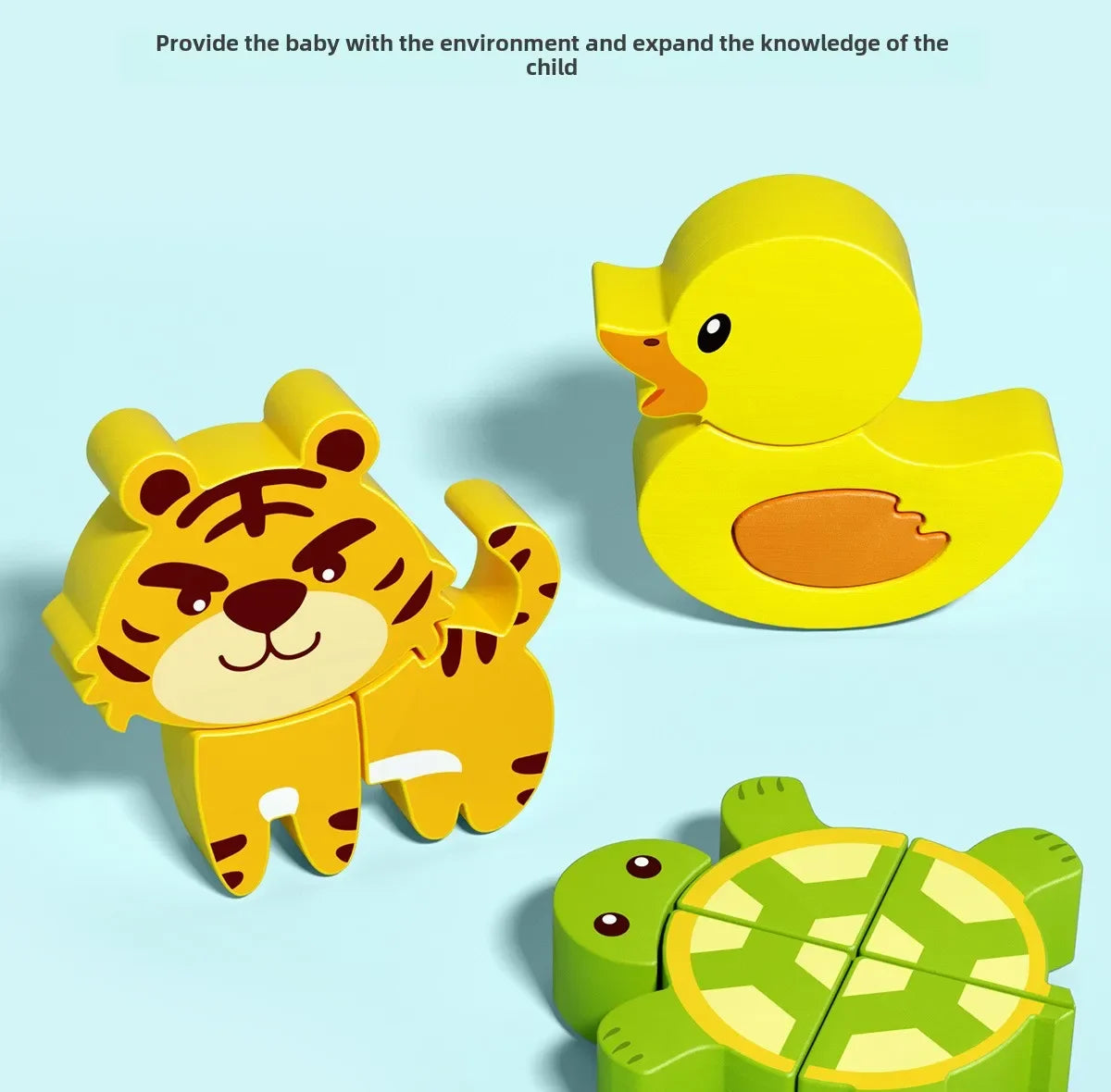 3D Wooden Animals Puzzle Toy for Kids