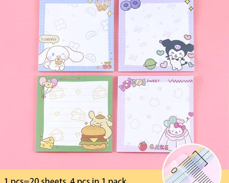 80-Sheet Sanrio Sticky Notes – Cute Characters