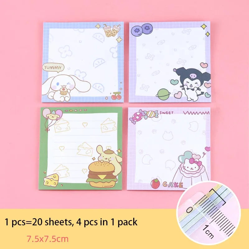 80-Sheet Sanrio Sticky Notes – Cute Characters