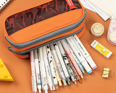 Double Zipper Camo Pencil Case – Large & Durable