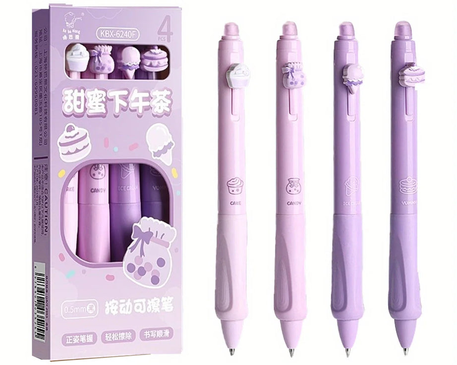4pcs Bear Erasable Gel Pens – Cute & Reusable