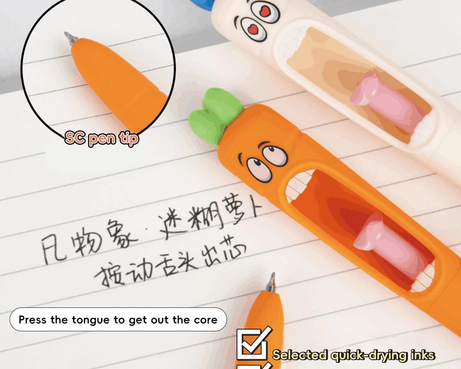 4PCS Kawaii Carrot-Shaped Neutral Pens 0.5mm