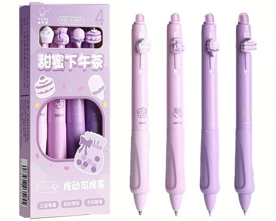 4pcs Bear Erasable Gel Pens – Cute & Reusable