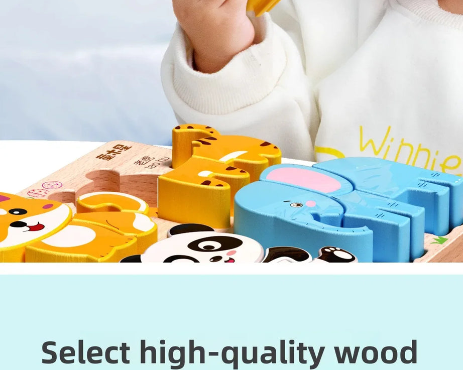 3D Wooden Animals Puzzle Toy for Kids
