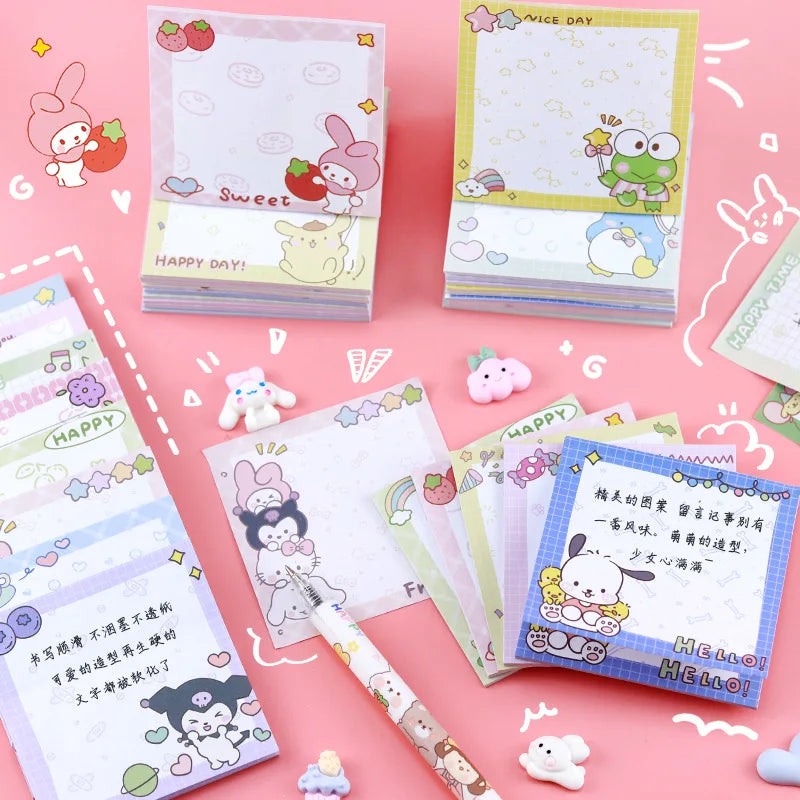 80-Sheet Sanrio Sticky Notes – Cute Characters