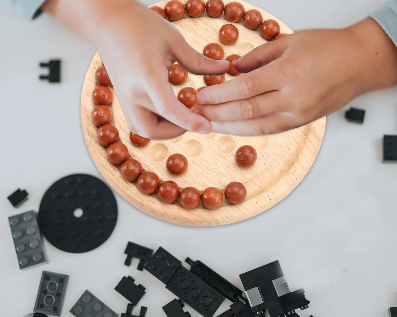 Wooden Marble Solitaire – Fun Solo Board Game