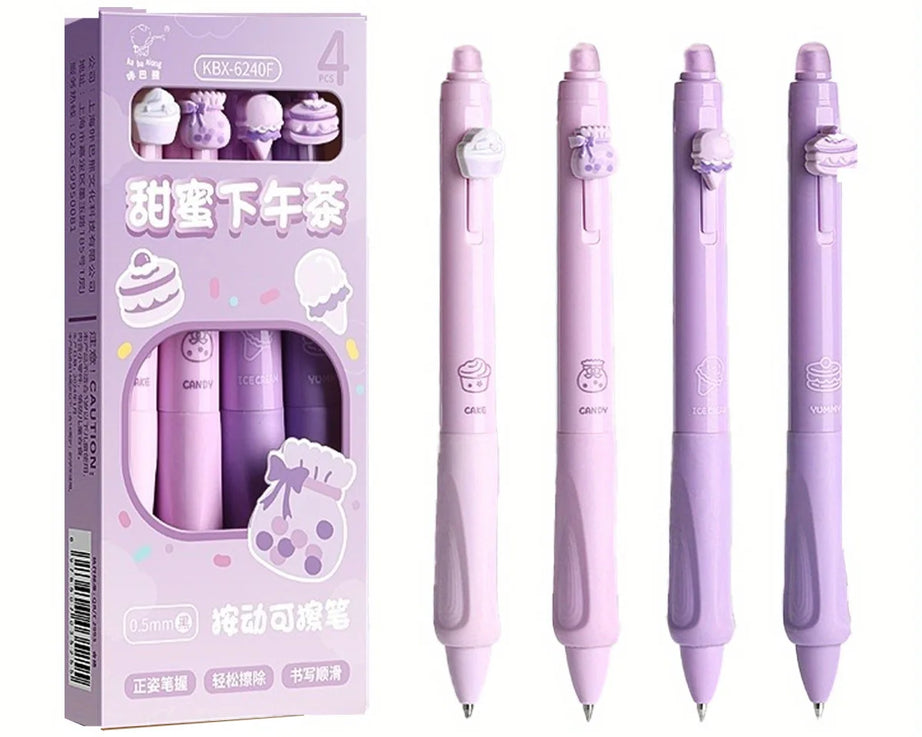4pcs Bear Erasable Gel Pens – Cute & Reusable