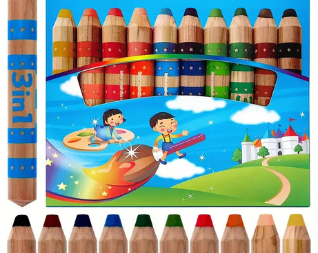 Woody 3-in-1 Colored Pencils – 10 Pack